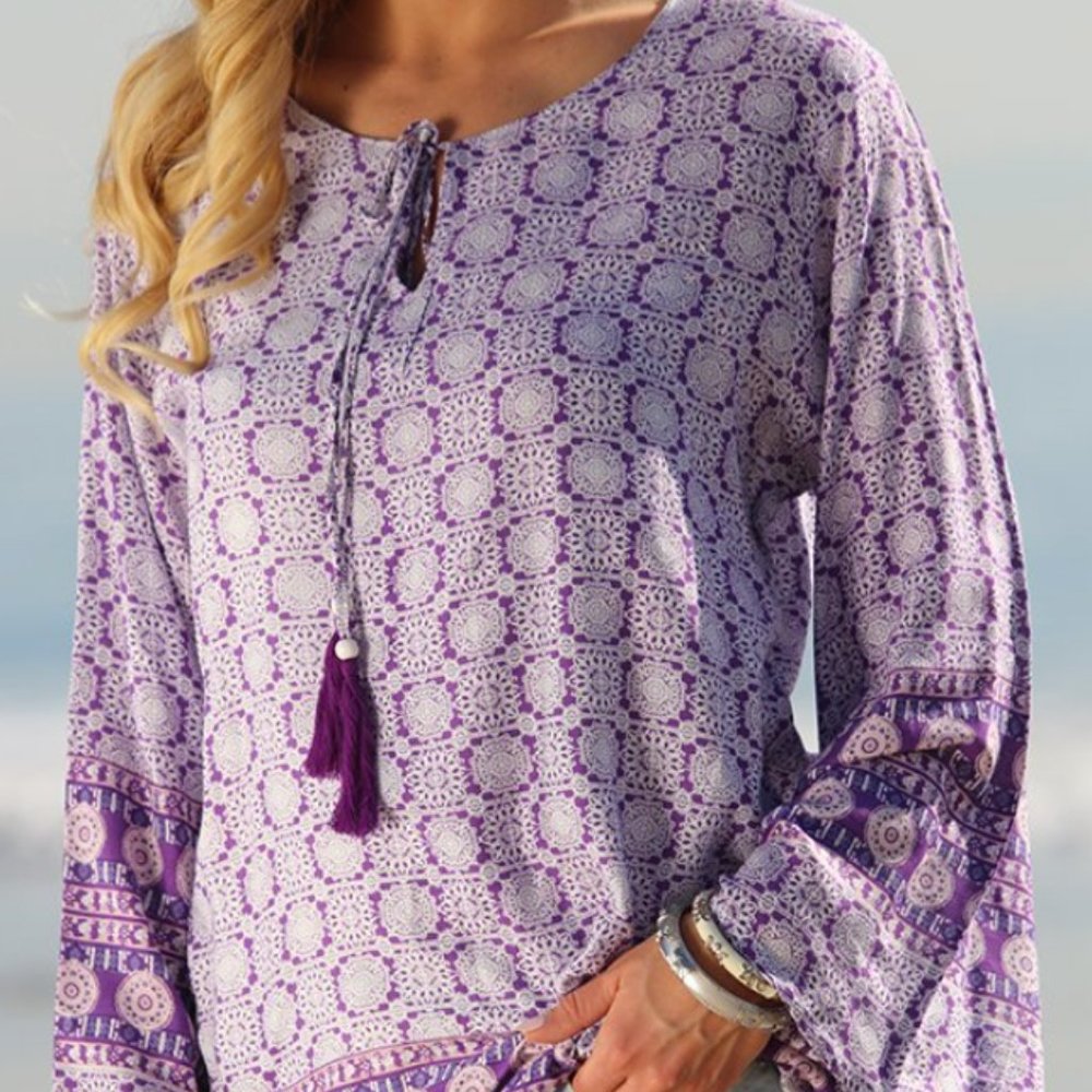 Purple & White Arabesque Tunic